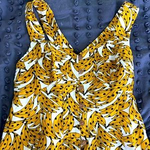 Farm Rio, white spotted bananas mini dress, size m